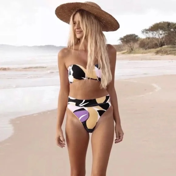 Other - SOLD OUT CLEARANCE Abstract Multi Color Strapless Bandeau Bikini